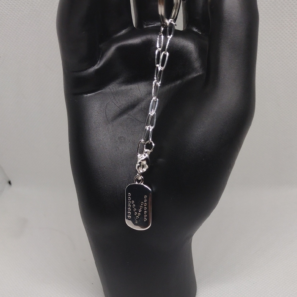 Silver tone Rhinestone Initial 'M' Keychain - Picture 2 of 3